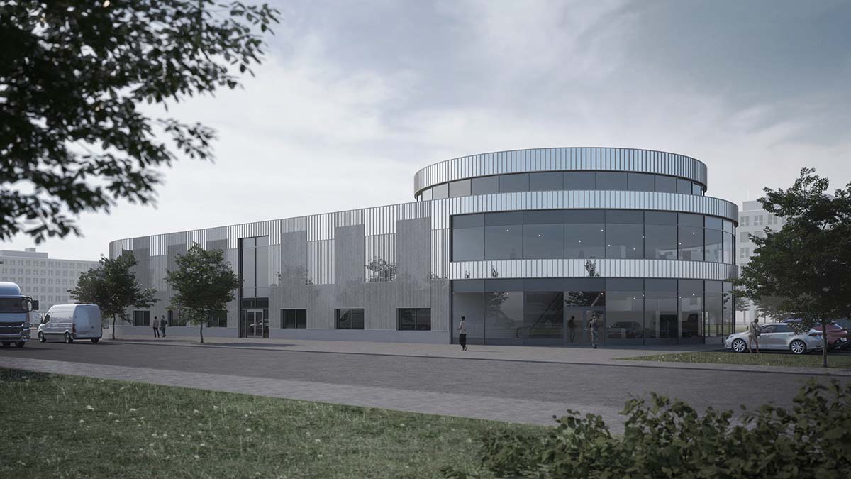 Framtidens logistikbyggnad med försäljning, kontor och restaurang